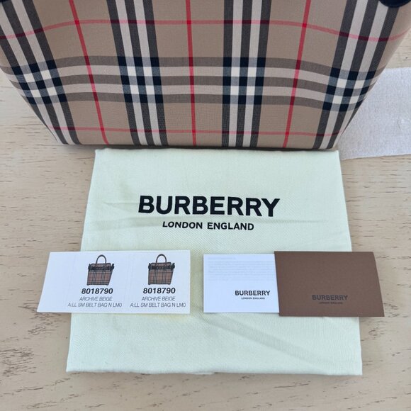 Burberry Small Vintage Check, Triple Stud Tote Bag, Archive Beige - Picture 4 of 14